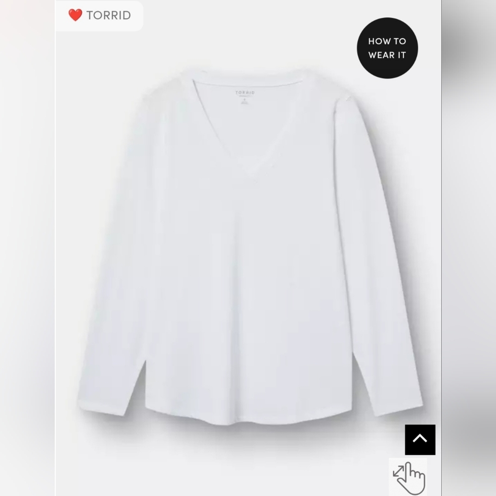 Torrid Women's Classic White Long Sleeve V-Neck Tee